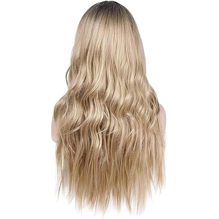 DILLARDS Long Curly Wavy Synthetic Wig Blonde Dark Roots Natural Looking - Image 2
